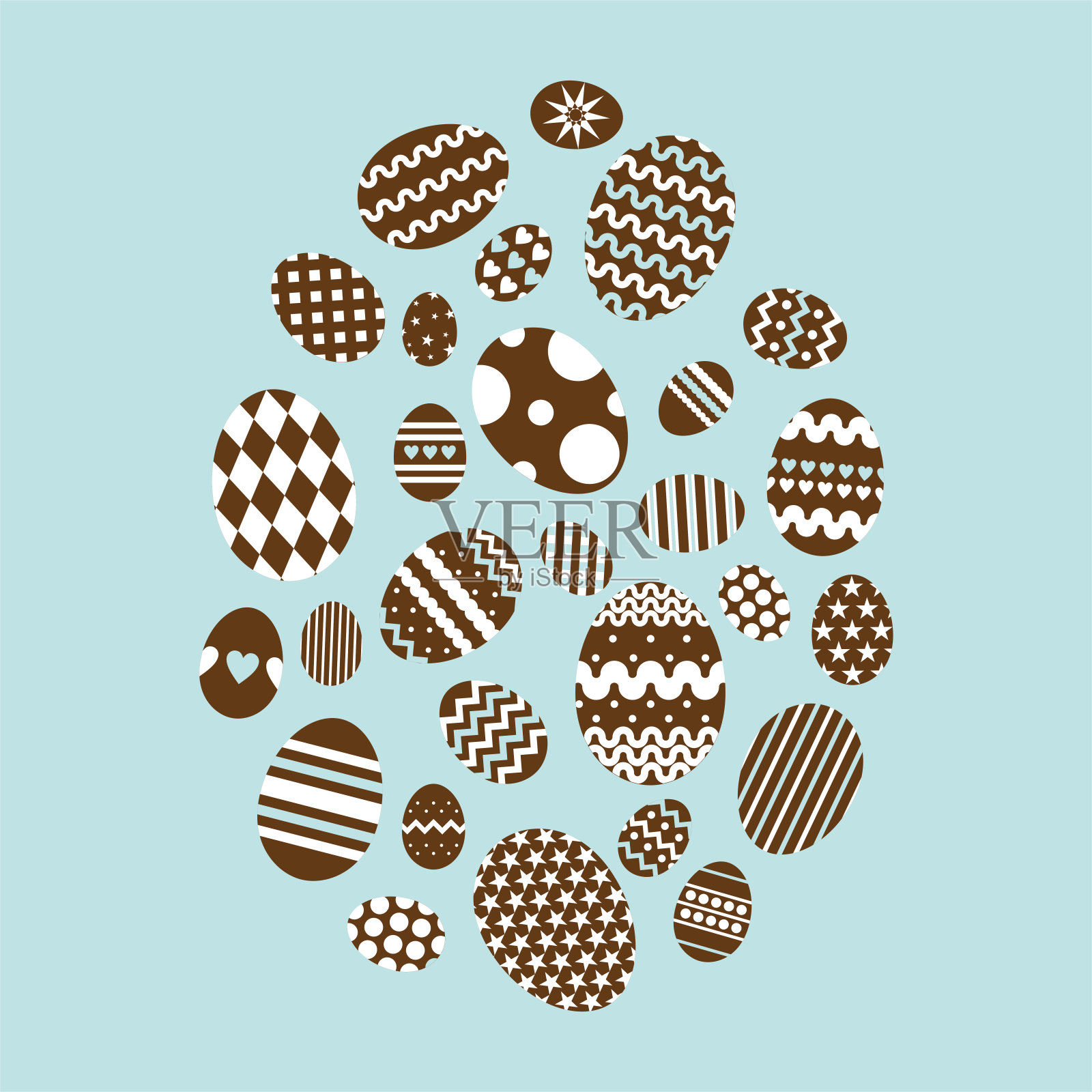 一套巧克力复活节彩蛋插画图片素材