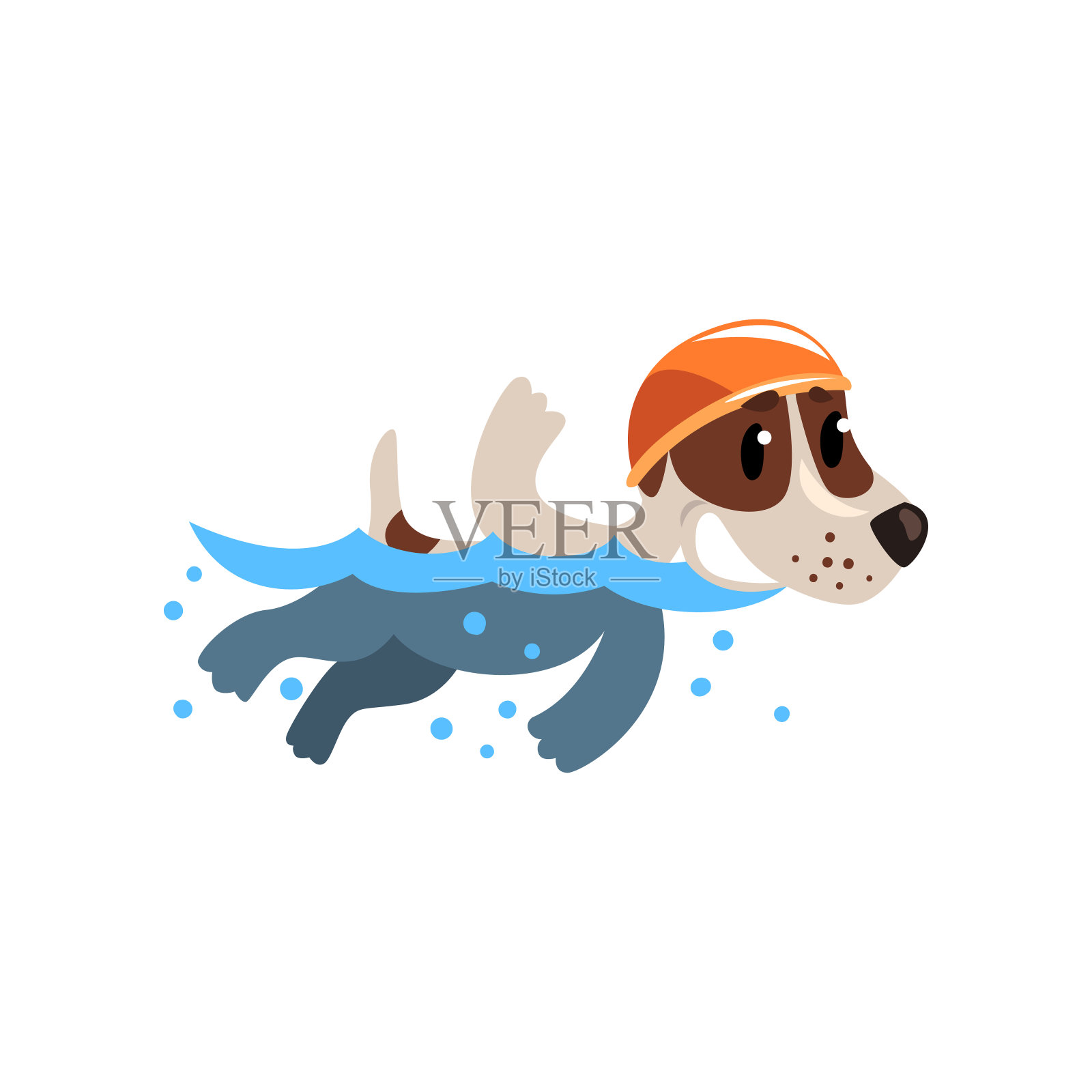 可爱的杰克罗素梗运动员在游泳池游泳，有趣的运动宠物狗角色做运动矢量插图在白色的背景设计元素图片
