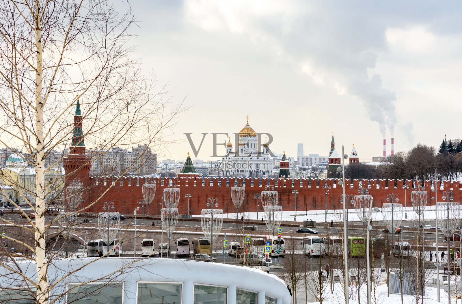 莫斯科克里姆林宫和救世主基督大教堂照片摄影图片