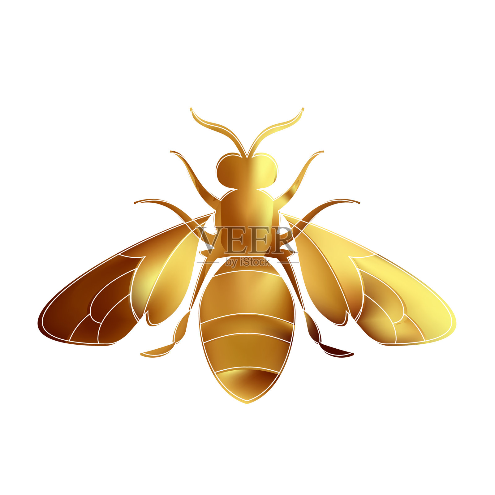 白色背景上的金色蜜蜂子宫。设计元素图片