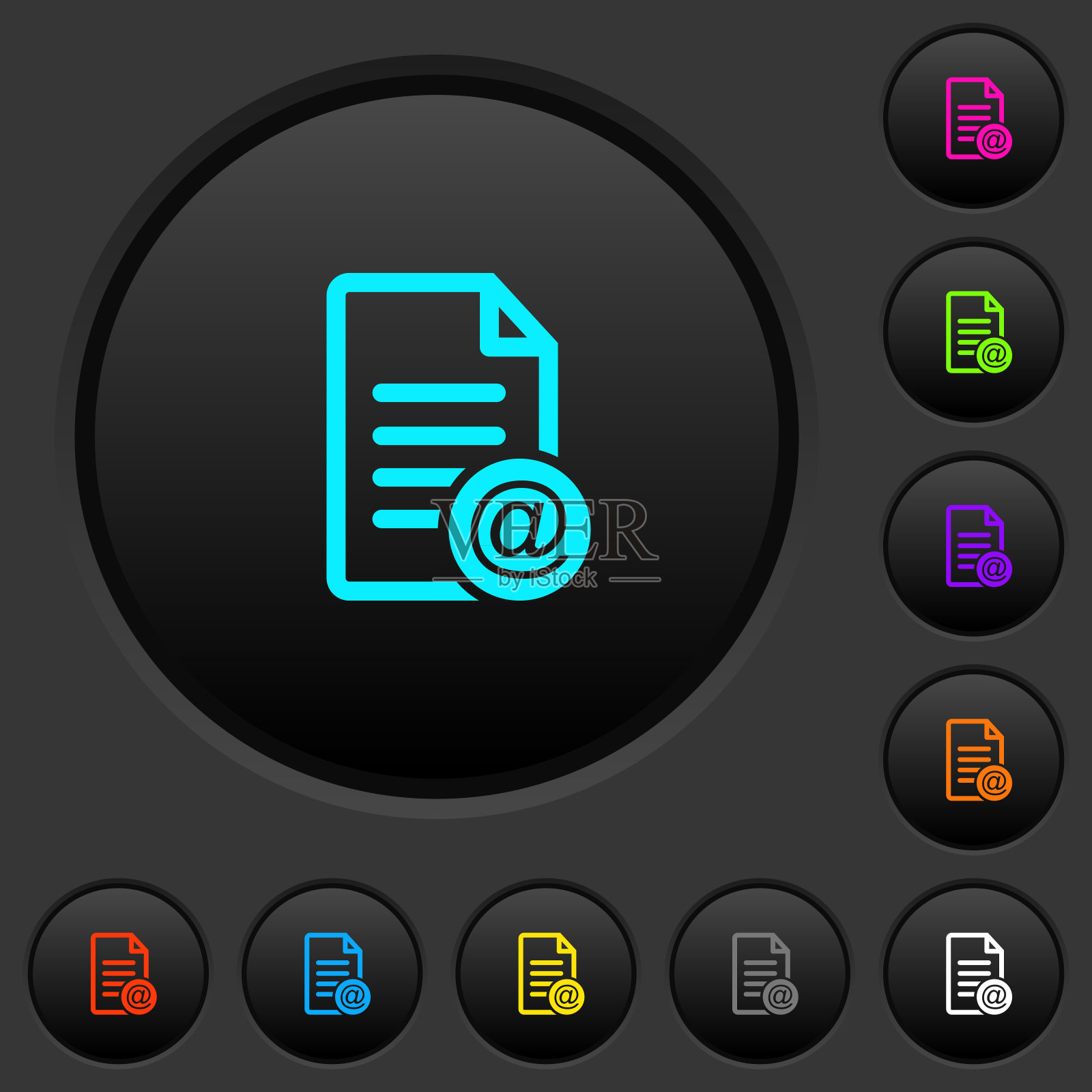 发送文件为电子邮件黑色按钮与颜色图标图标素材
