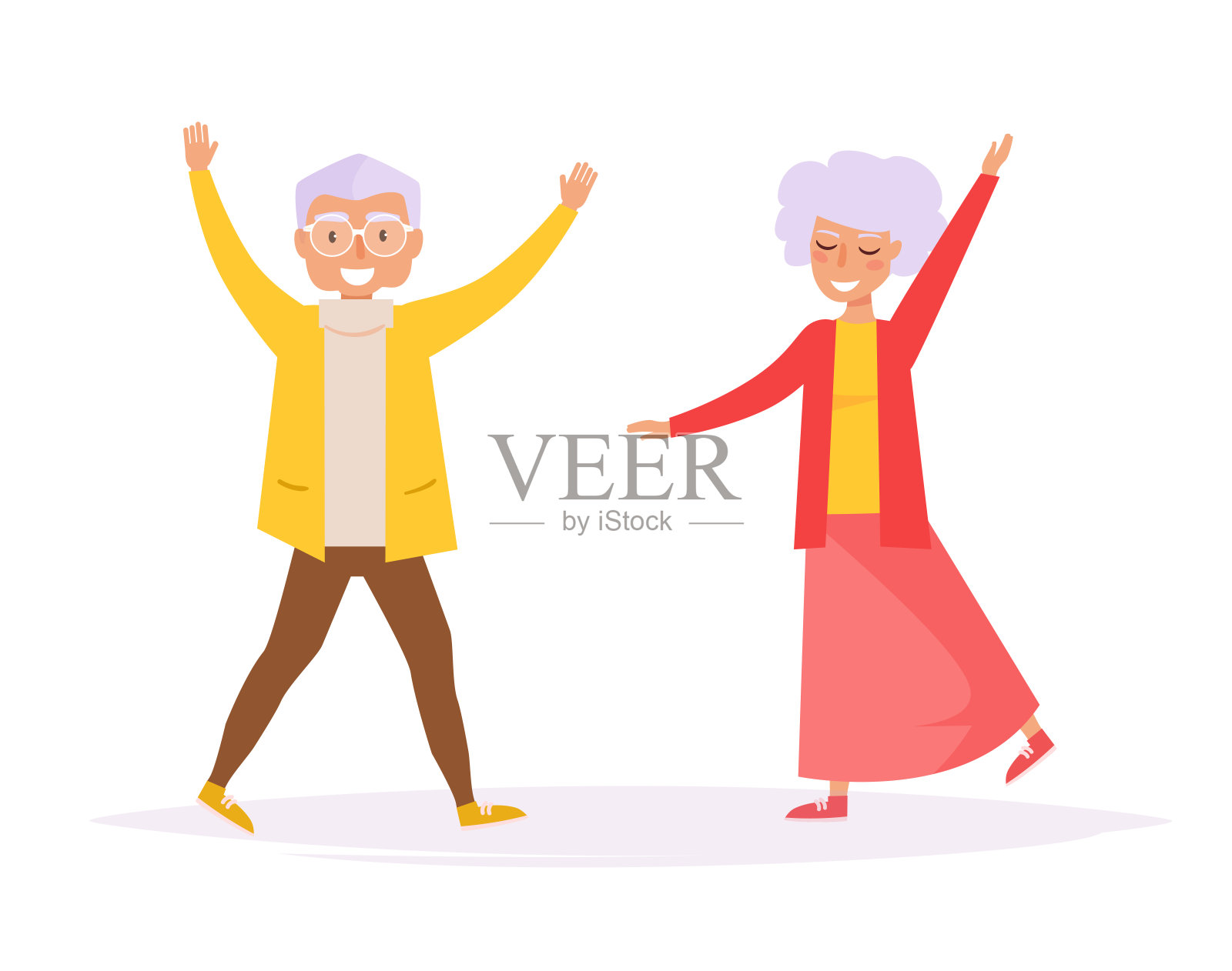 老人们跳舞。Vecto插画图片素材
