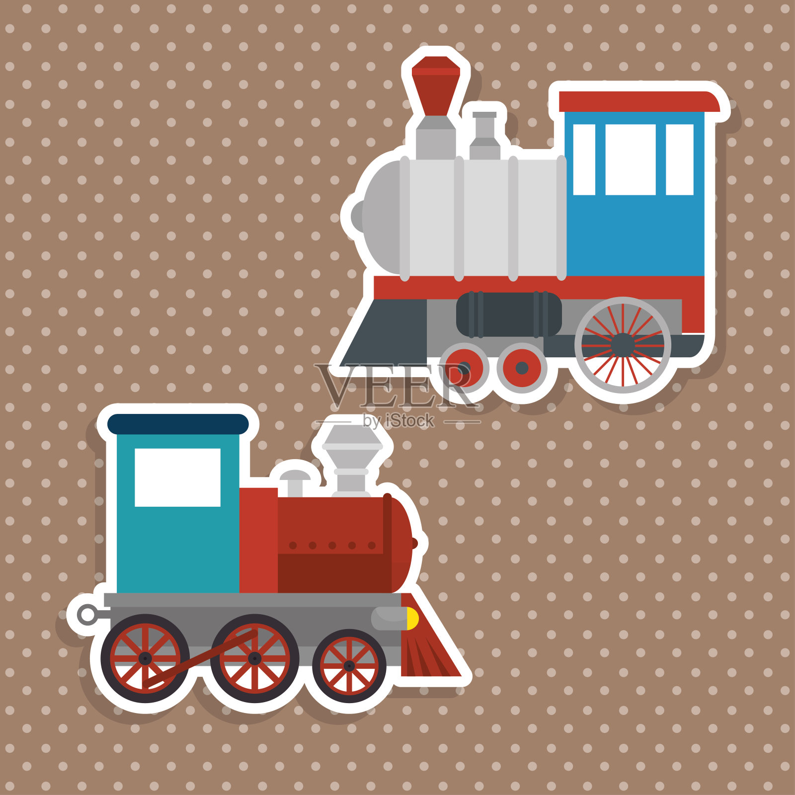 乘火车旅行的概念图标设计元素图片
