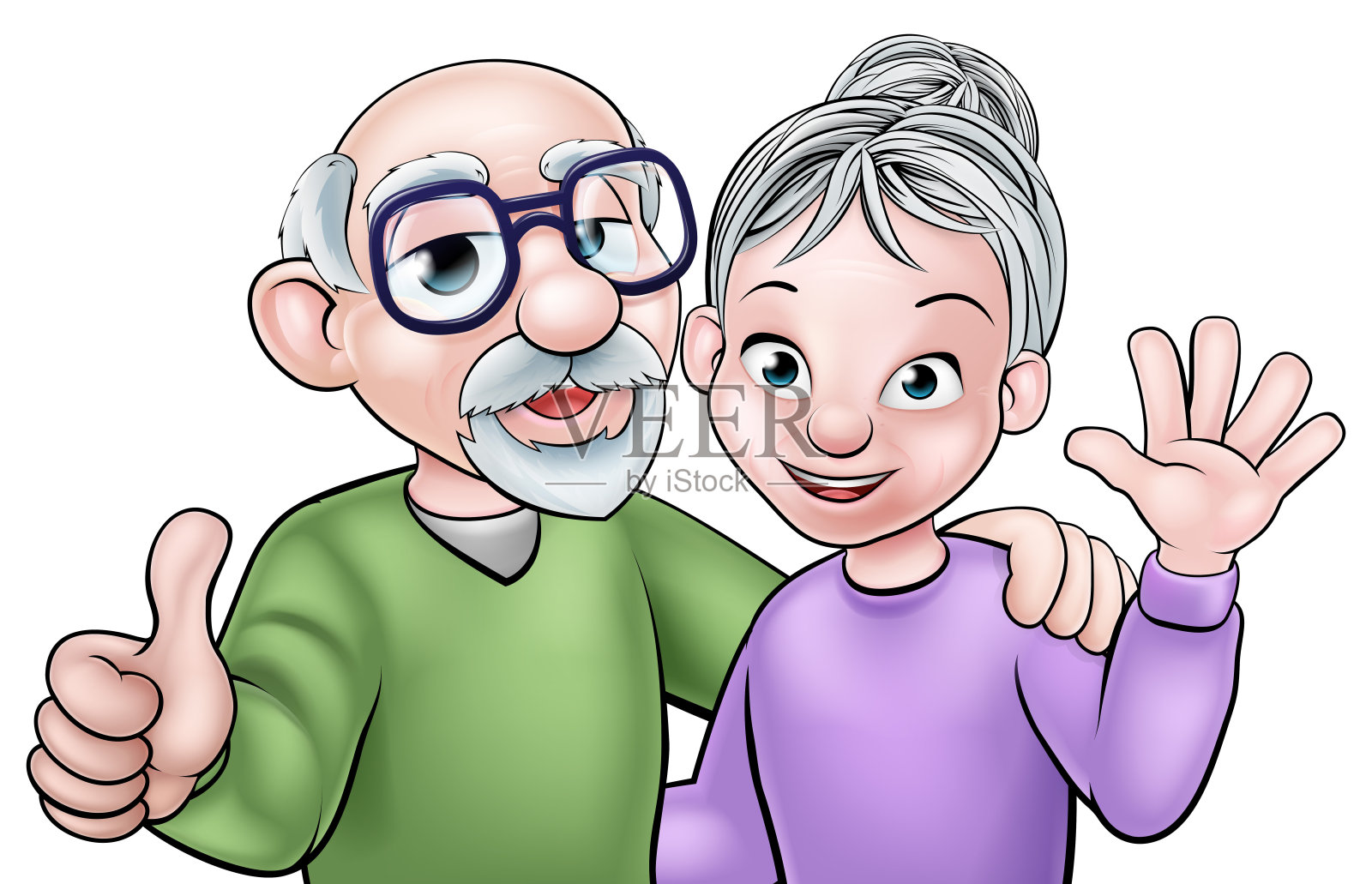 卡通老年夫妇插画图片素材