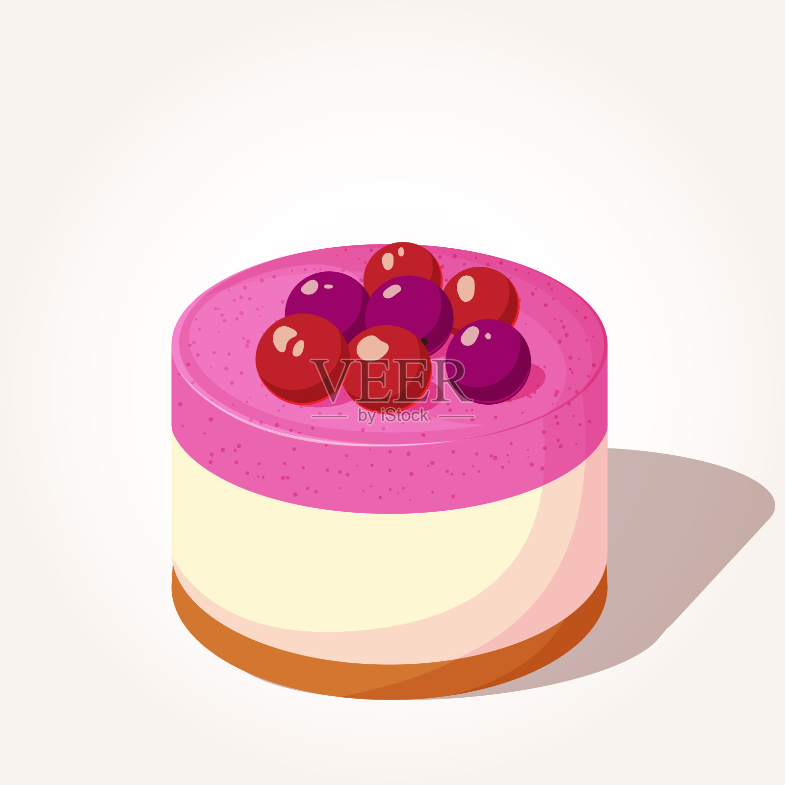 彩色美味的奶酪蛋糕与浆果卡通风格孤立在白色的背景。矢量插图。甜点的收藏。设计元素图片