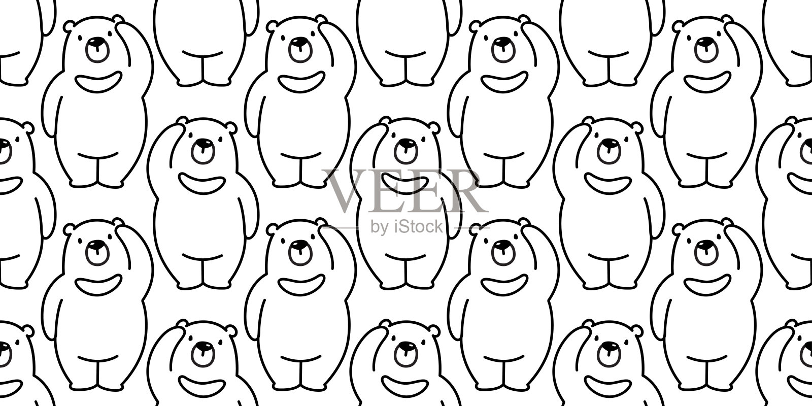 熊北极熊无缝图案熊猫矢量孤立壁纸背景插图卡通白色插画图片素材