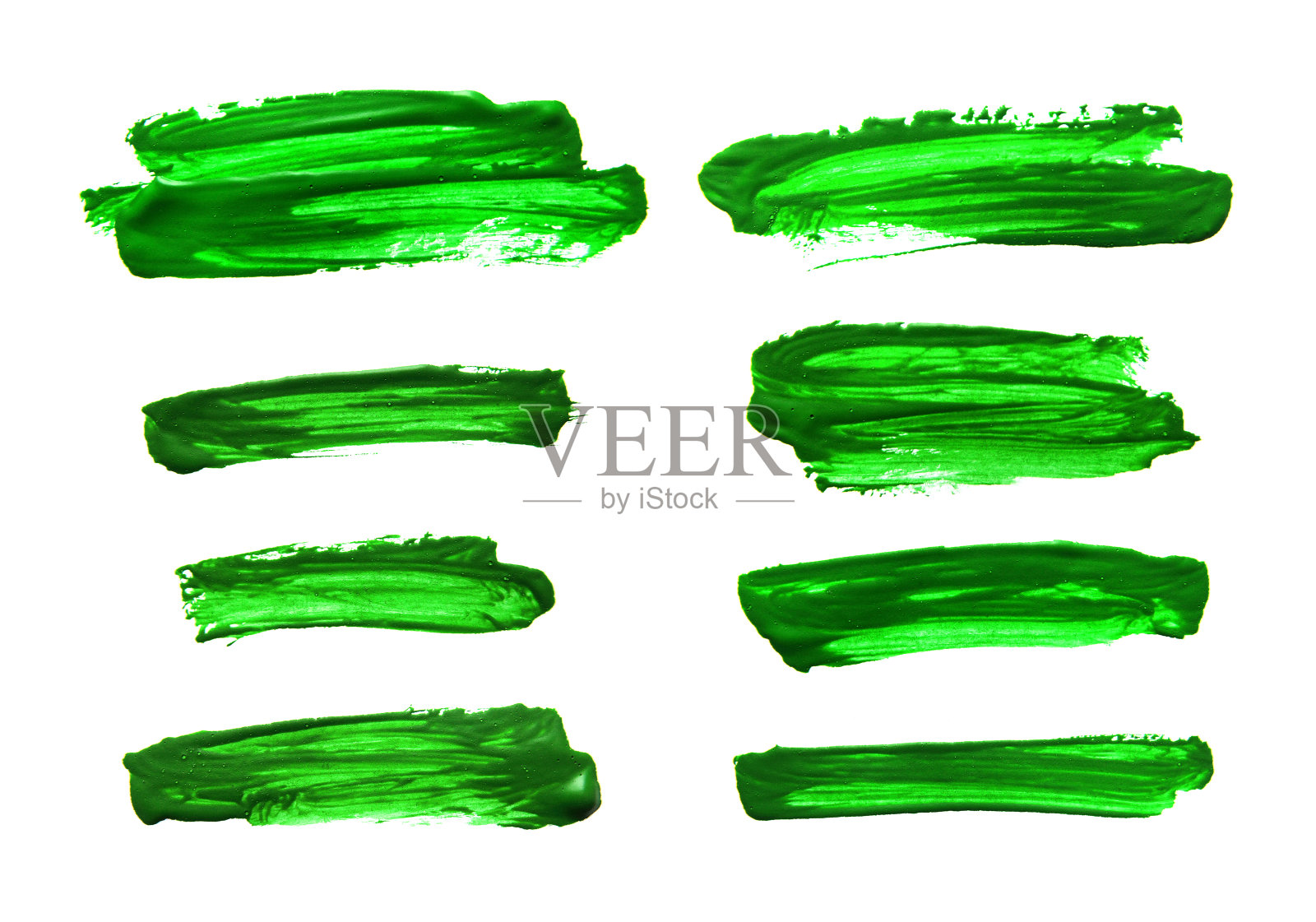 一套绿色抽象水粉笔触插画图片素材