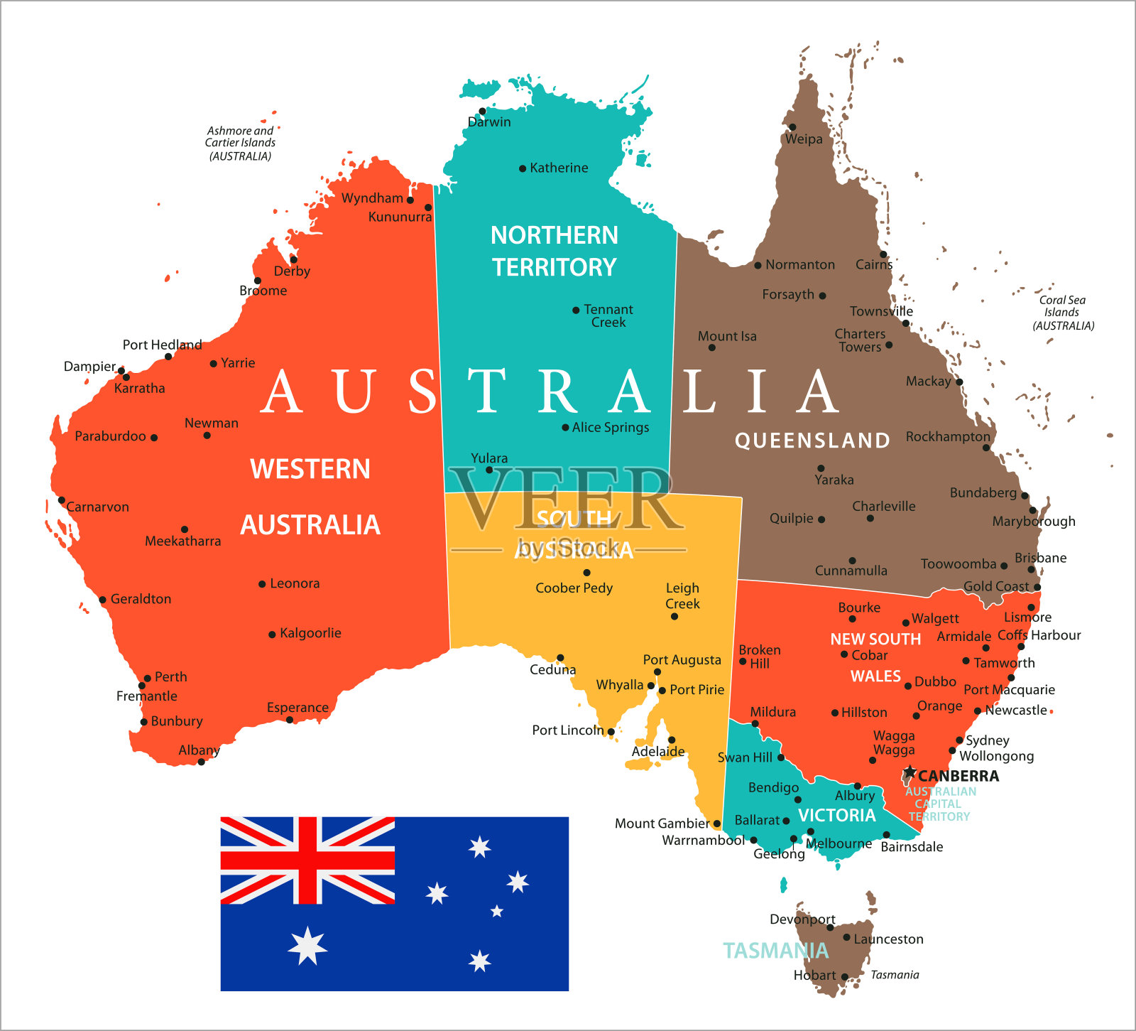 地图的澳大利亚-矢量插画图片素材