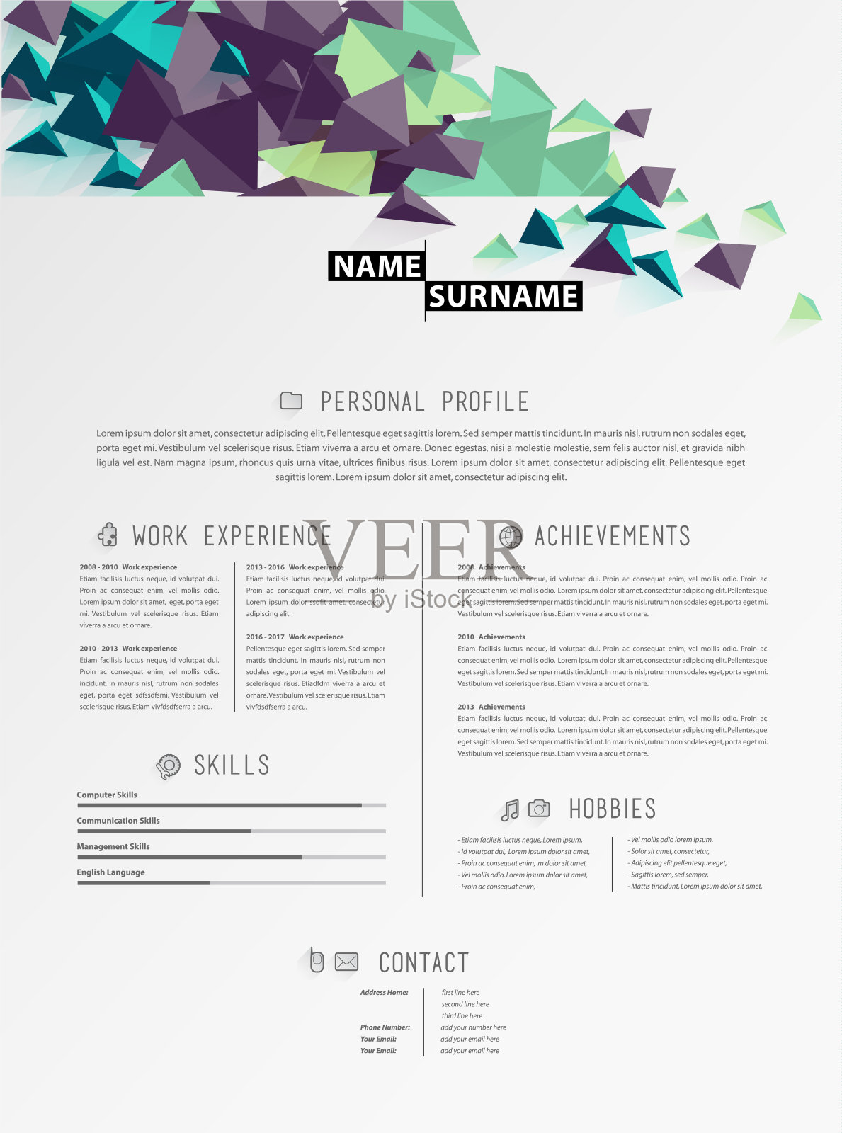 CreativeCV / resume模板。设计模板素材