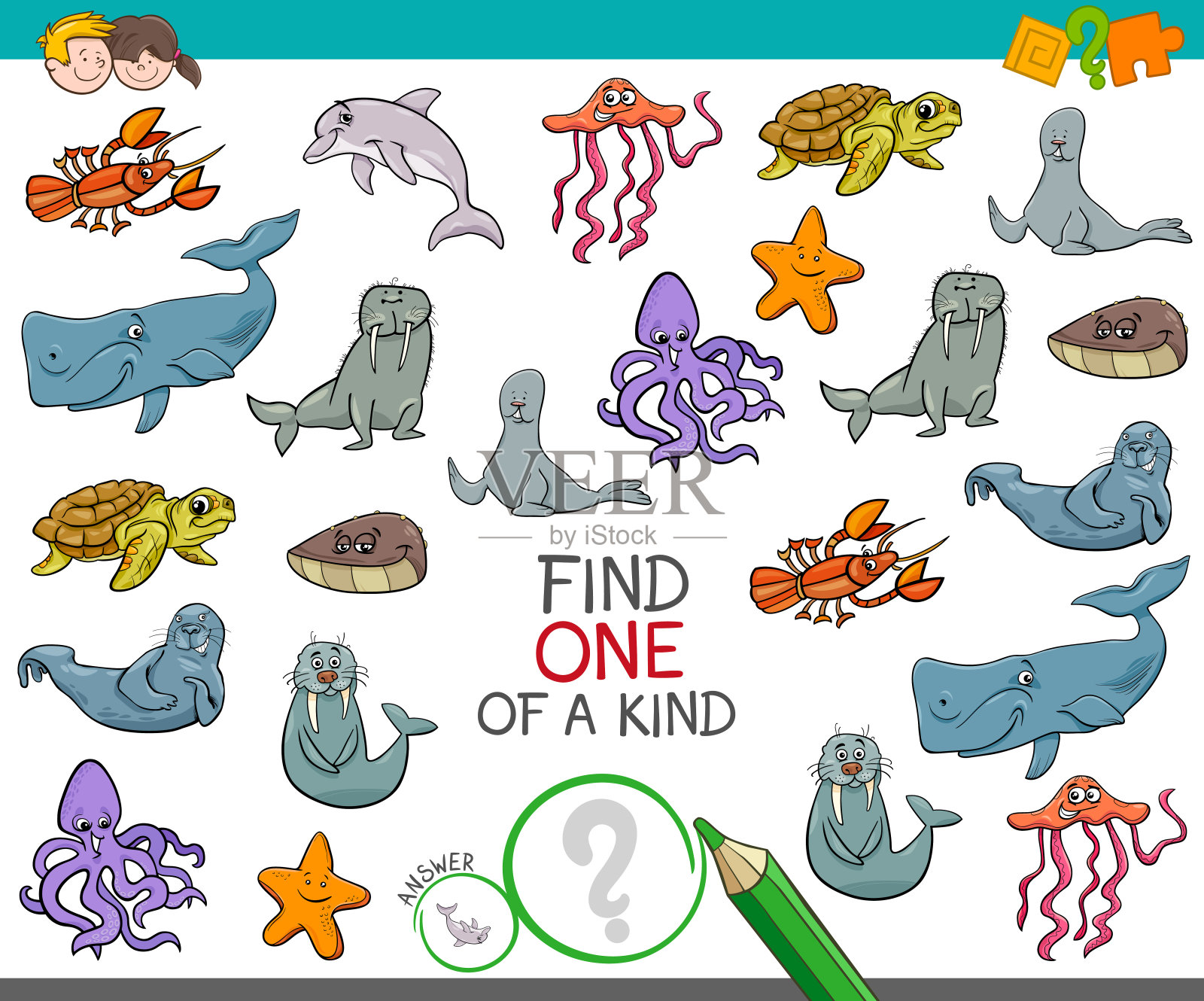找到一种与海洋动物的游戏插画图片素材