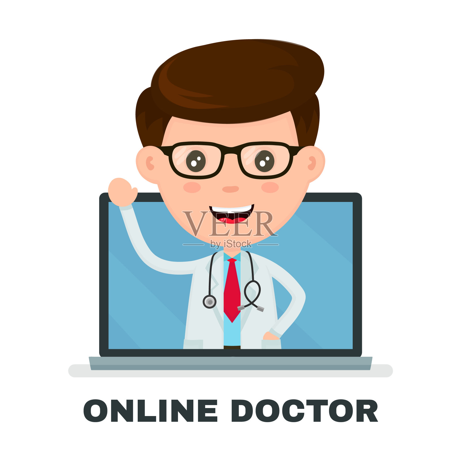 网上医生在你的电脑服务插画图片素材