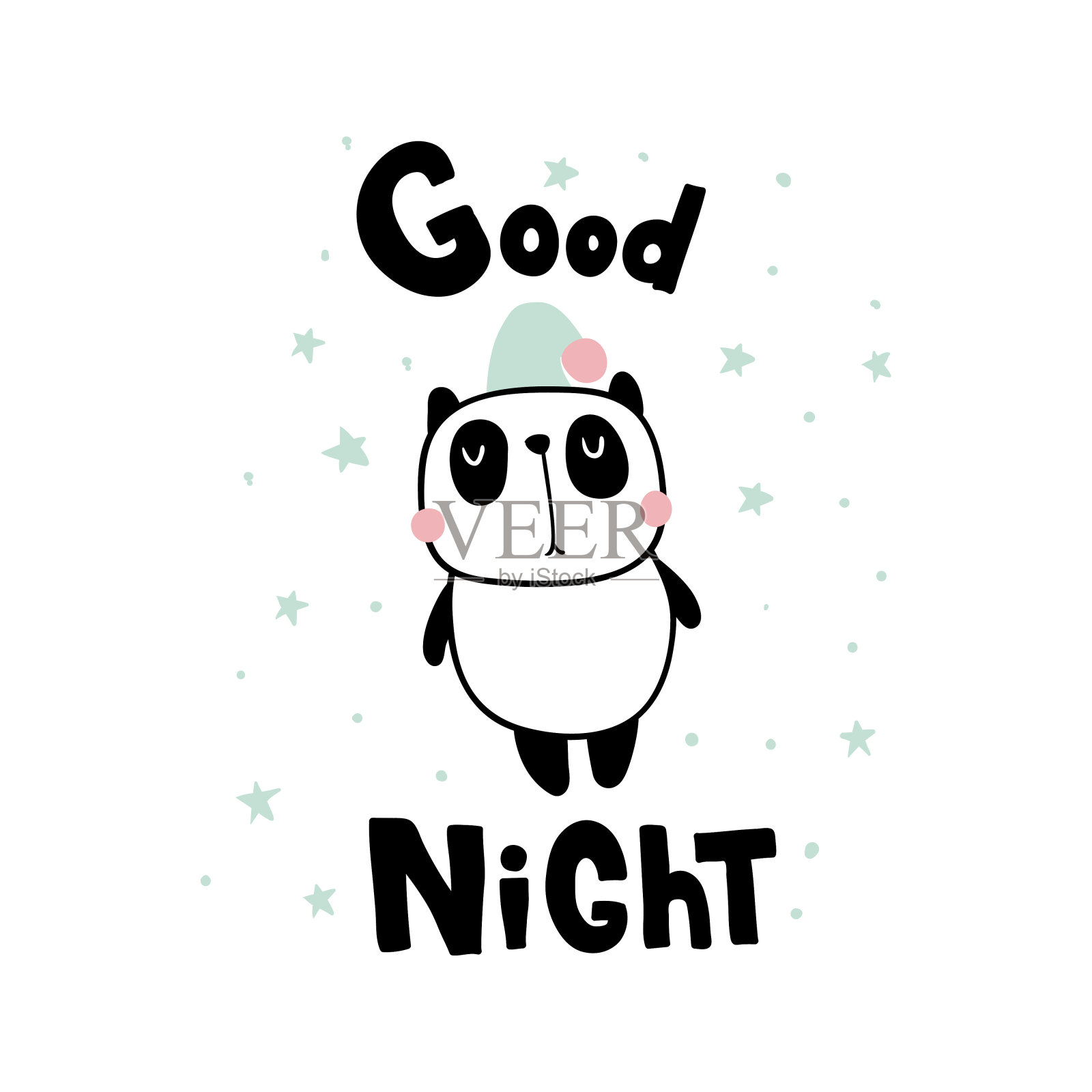 晚安熊猫设计元素图片