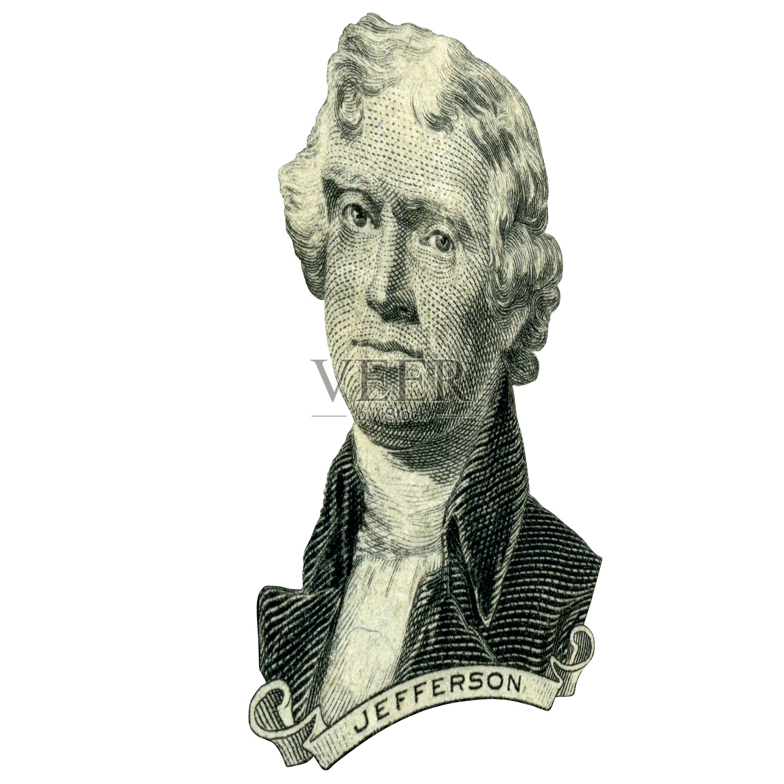托马斯·杰斐逊总统的肖像。照片摄影图片