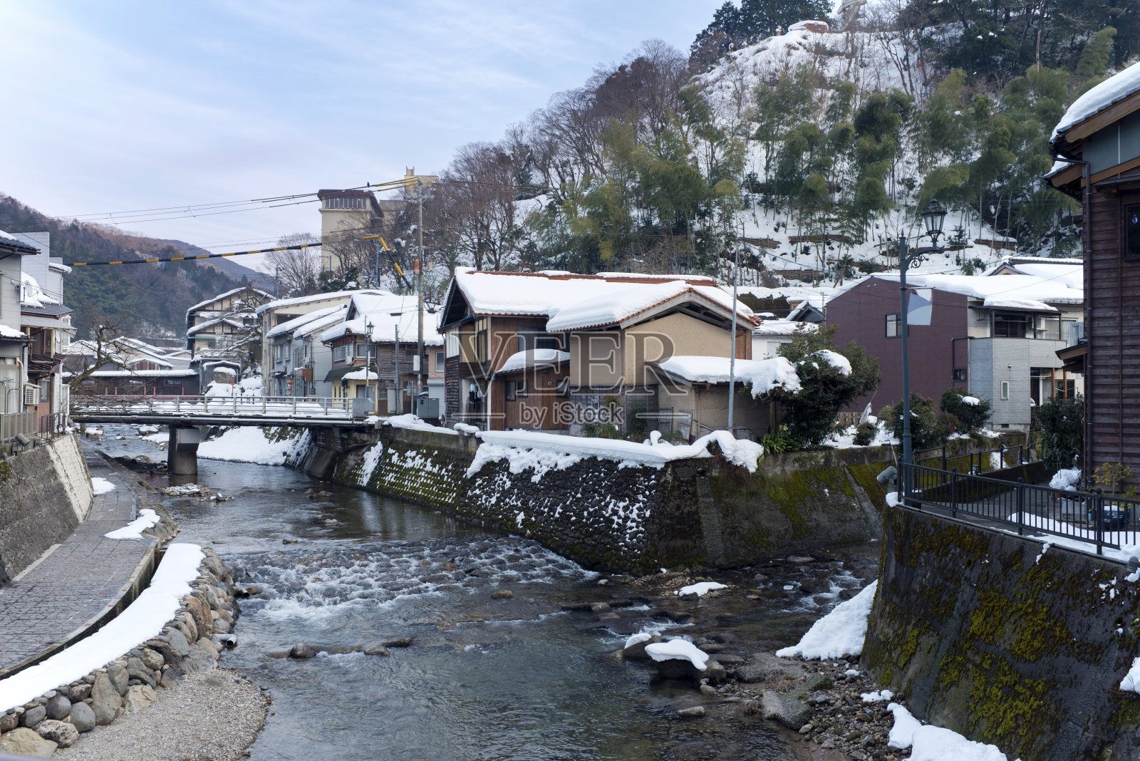 日本冬天的Yumura温泉照片摄影图片