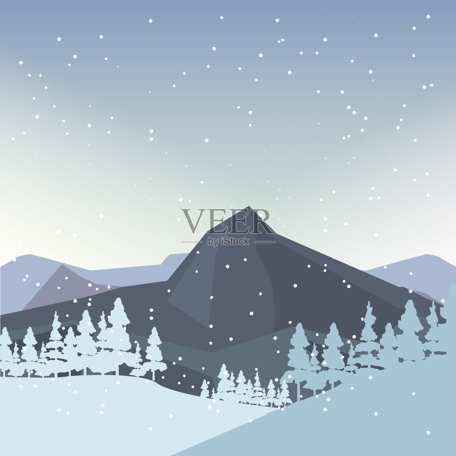 冬季景观设计插画图片素材