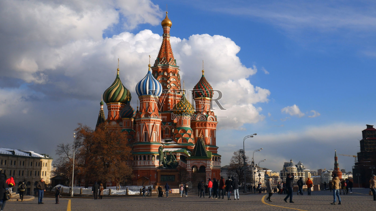 圣巴西尔大教堂的上空。莫斯科。俄罗斯。照片摄影图片