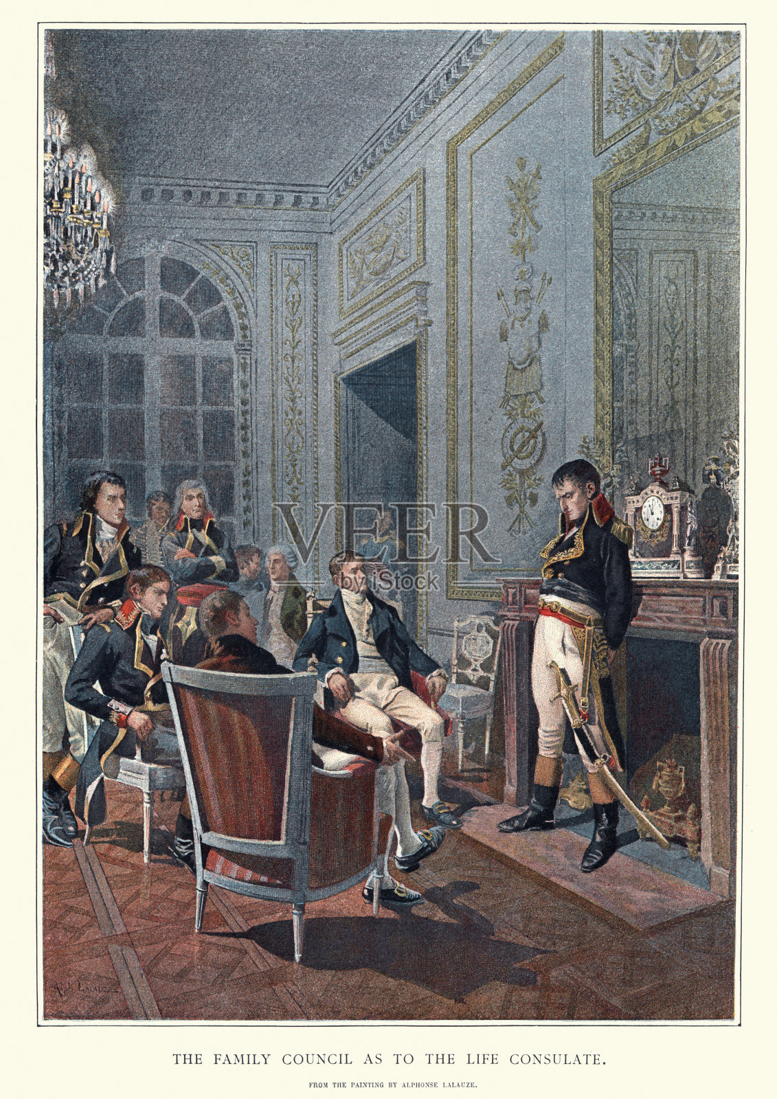 拿破仑，波拿巴，家庭委员会，至于生活领事馆插画图片素材