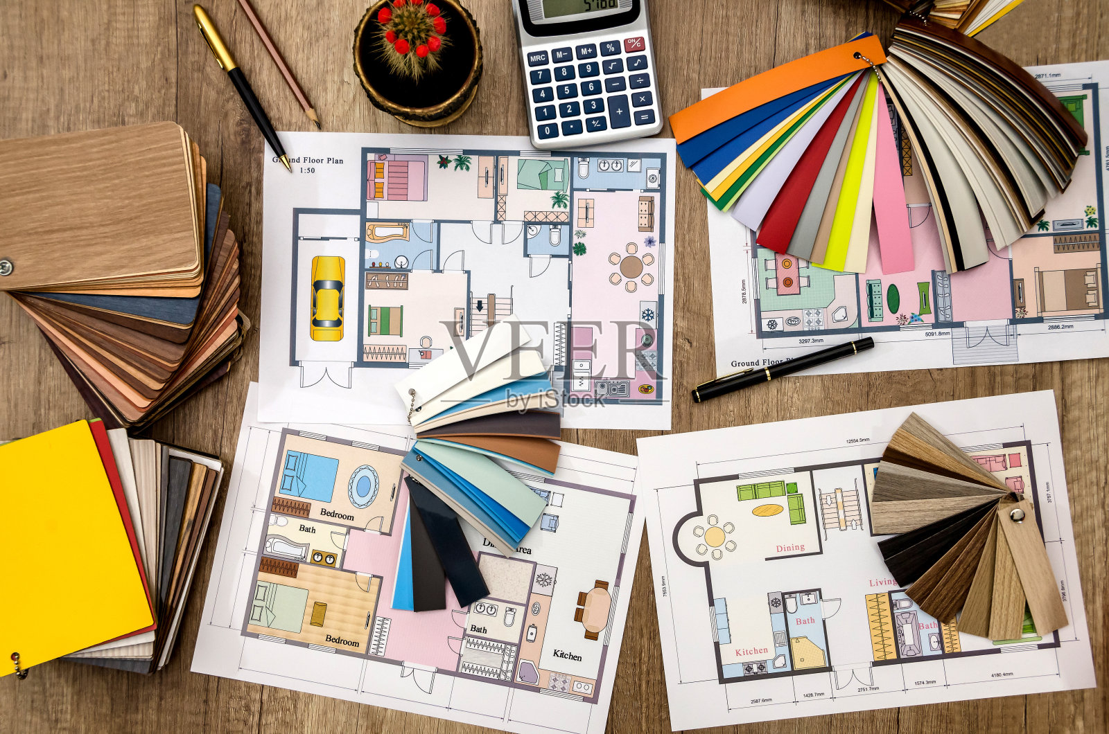 房子设计，地板和家具的颜色样品照片摄影图片