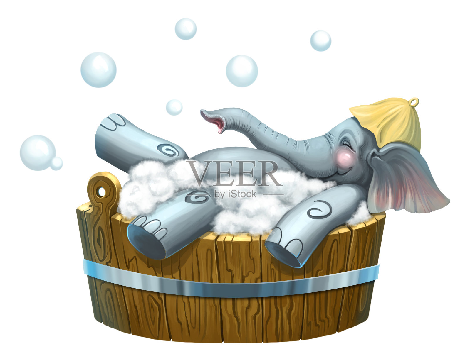 浴室里大象的孤立插图插画图片素材