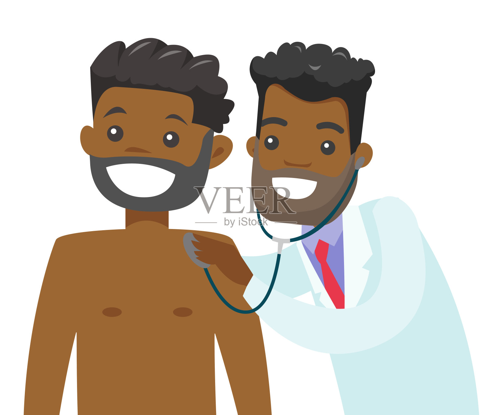 非洲医生倾听病人的心声插画图片素材