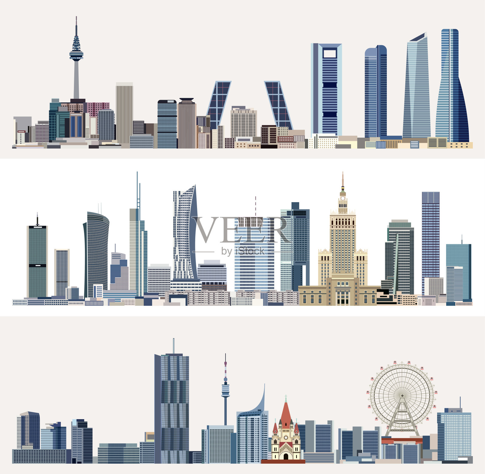 向量抽象现代城市天际线插画图片素材