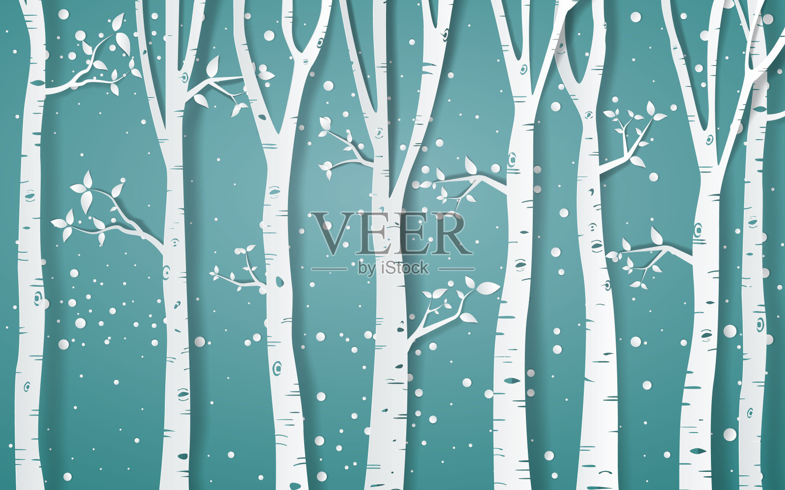 冬季森林，纸矢量插图插画图片素材