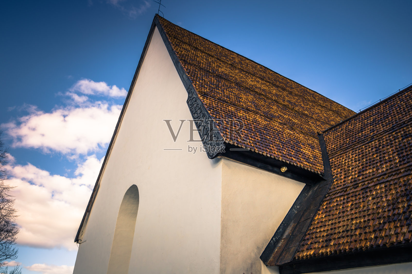 Harkeberga - 2018年3月29日:瑞典Harkeberga中世纪教堂的细节照片摄影图片