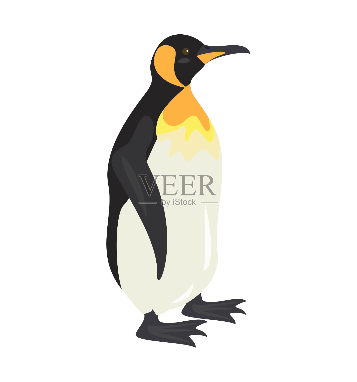 卡通企鹅图标上的白色背景。设计元素图片