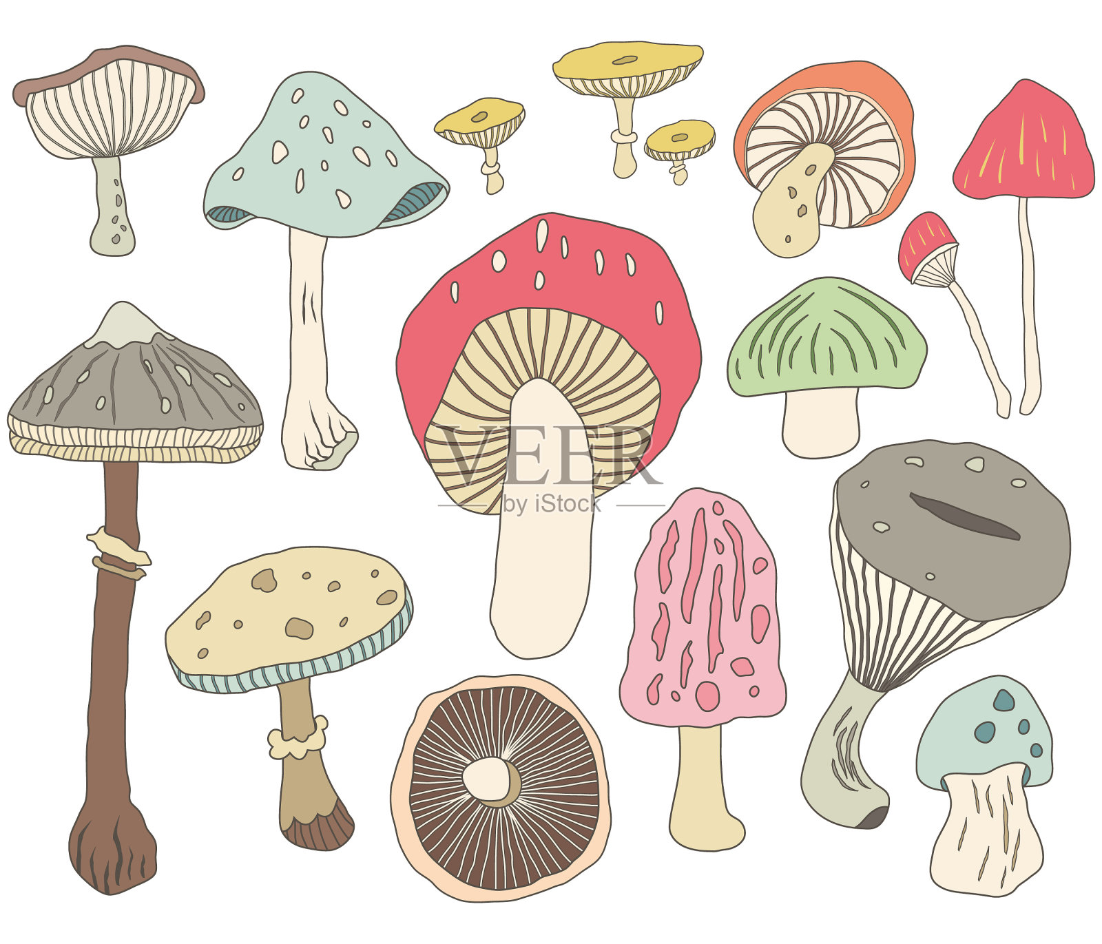 手绘蘑菇元素插画图片素材