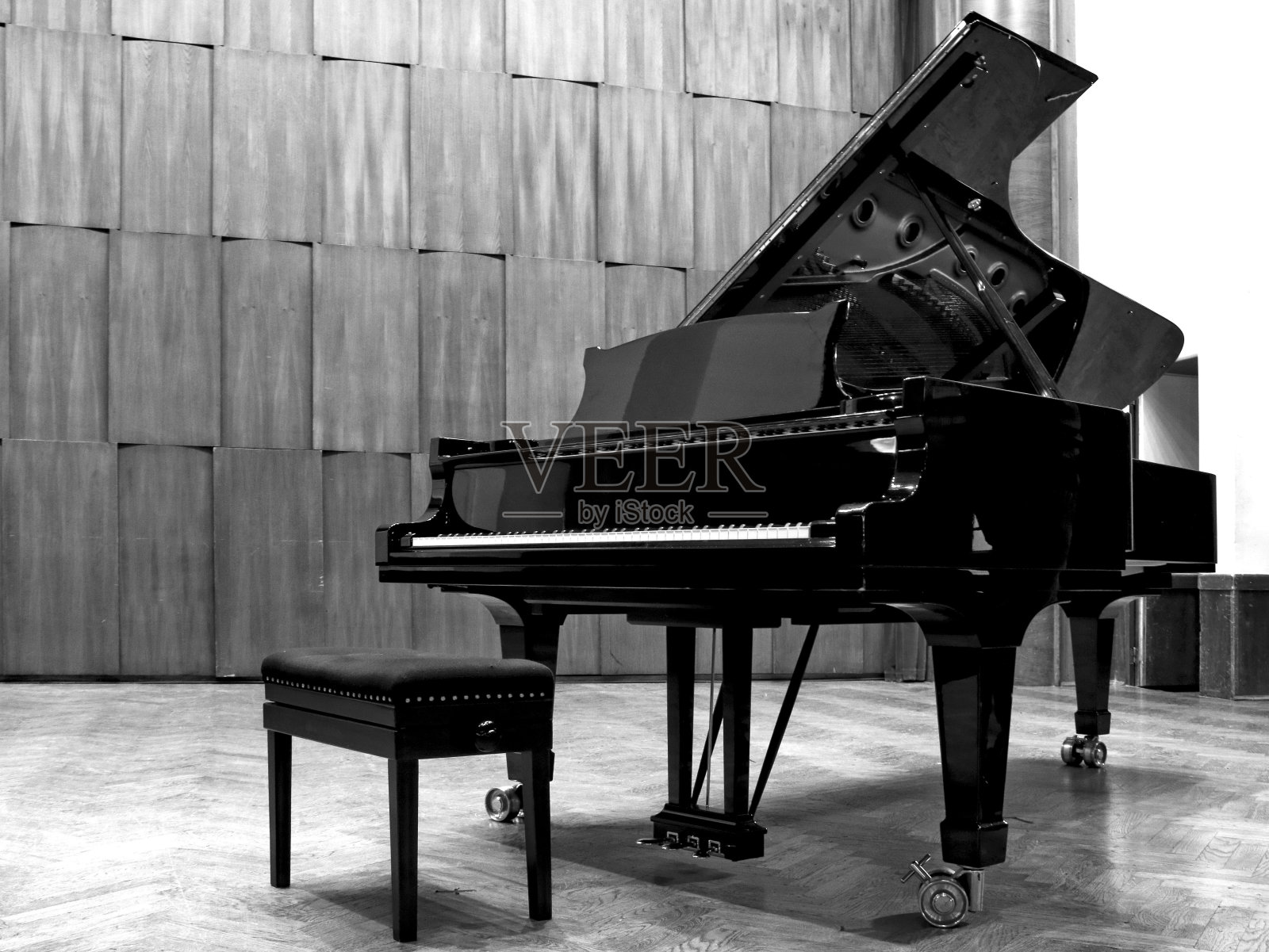 三角钢琴黑白照片摄影图片