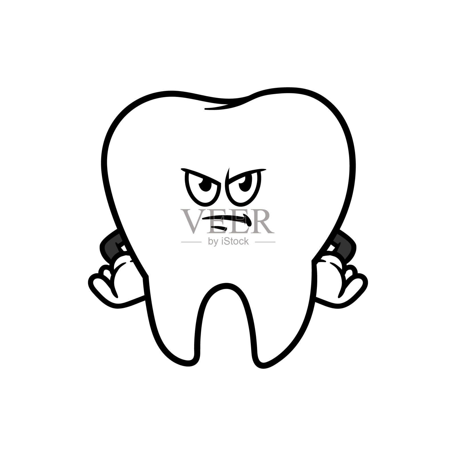 卡通愤怒的牙齿角色插画图片素材