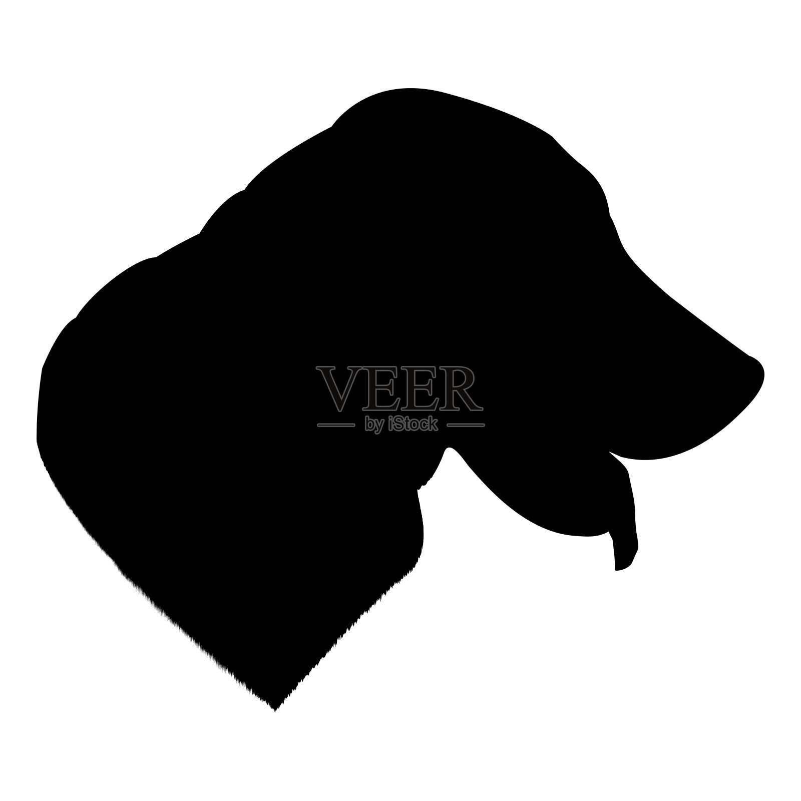 拉布拉多狗剪影孤立在白色背景矢量插图设计元素图片