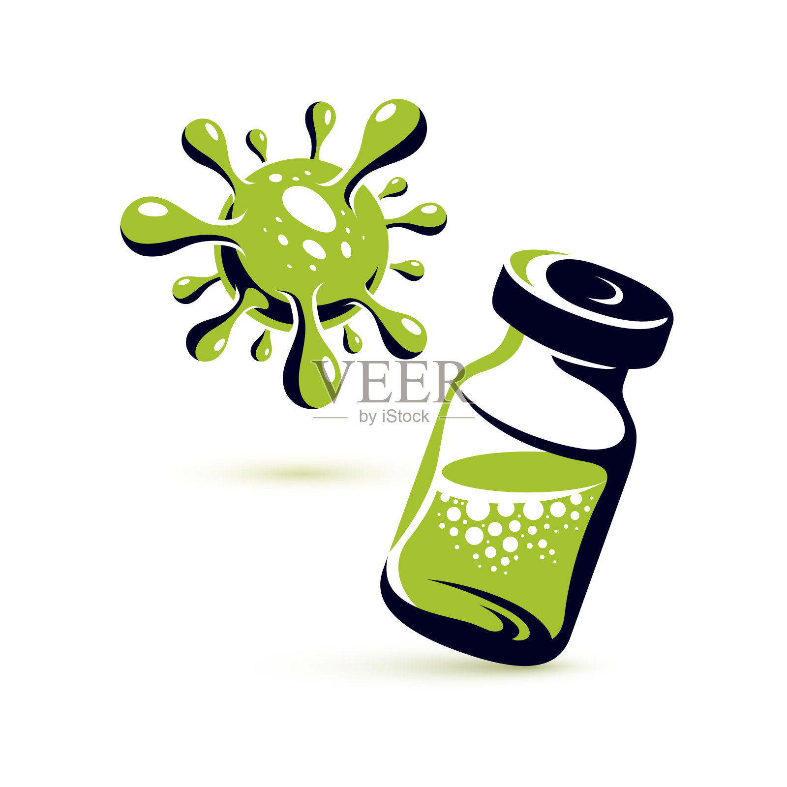 病媒医学药瓶插图上隔离白色。流行病疫苗的概念插画图片素材