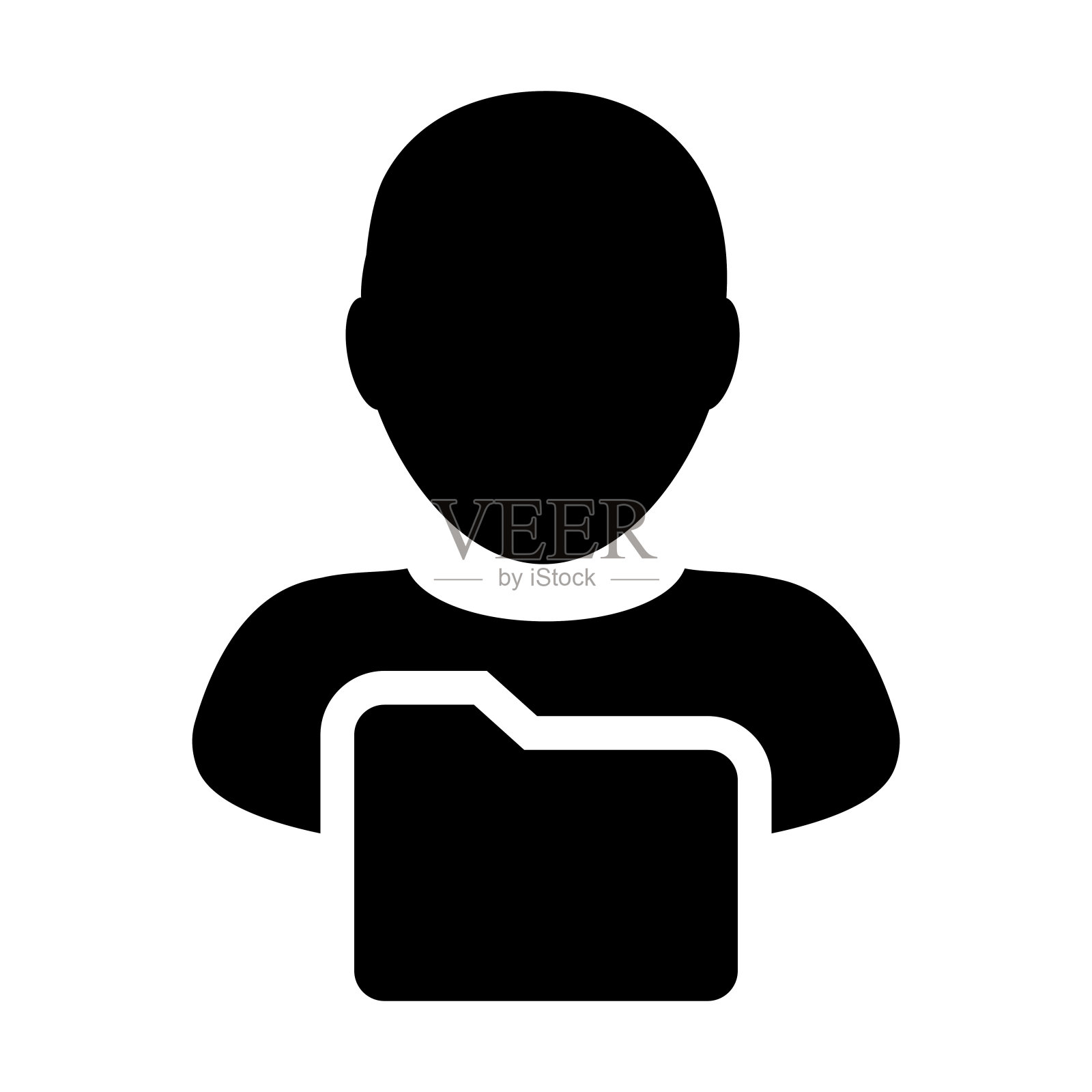 文件夹图标向量与男性用户个人资料文件夹头像在字形象形符号设计元素图片