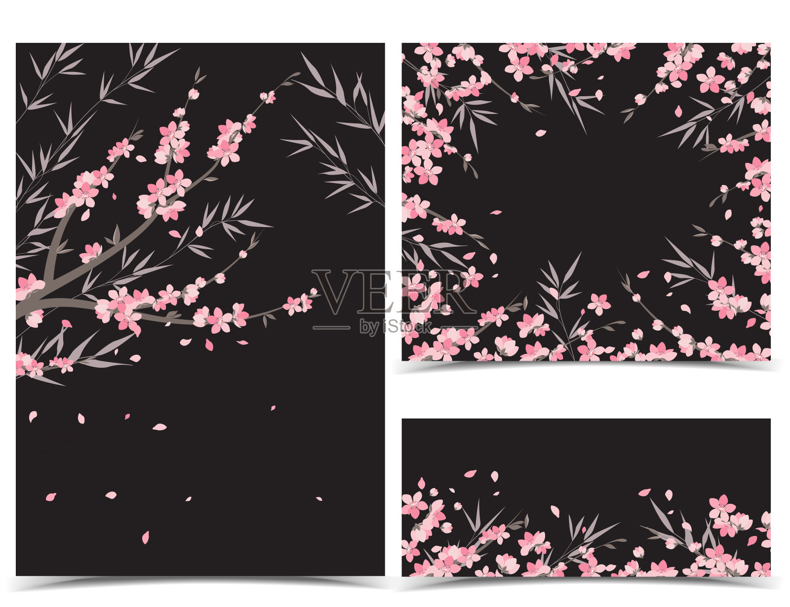 樱花树枝装饰插画图片素材