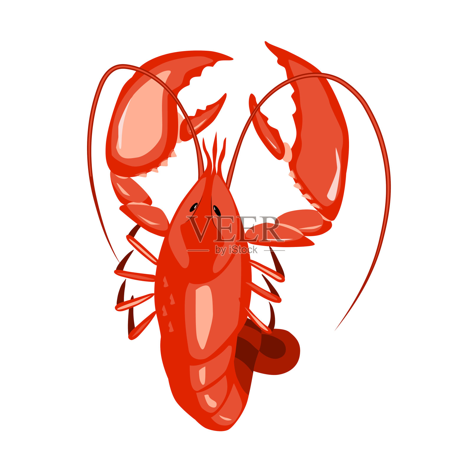 龙虾矢量插图。在白色背景上孤立的物体。海鲜产品，餐厅菜单。手绘油画。插画图片素材