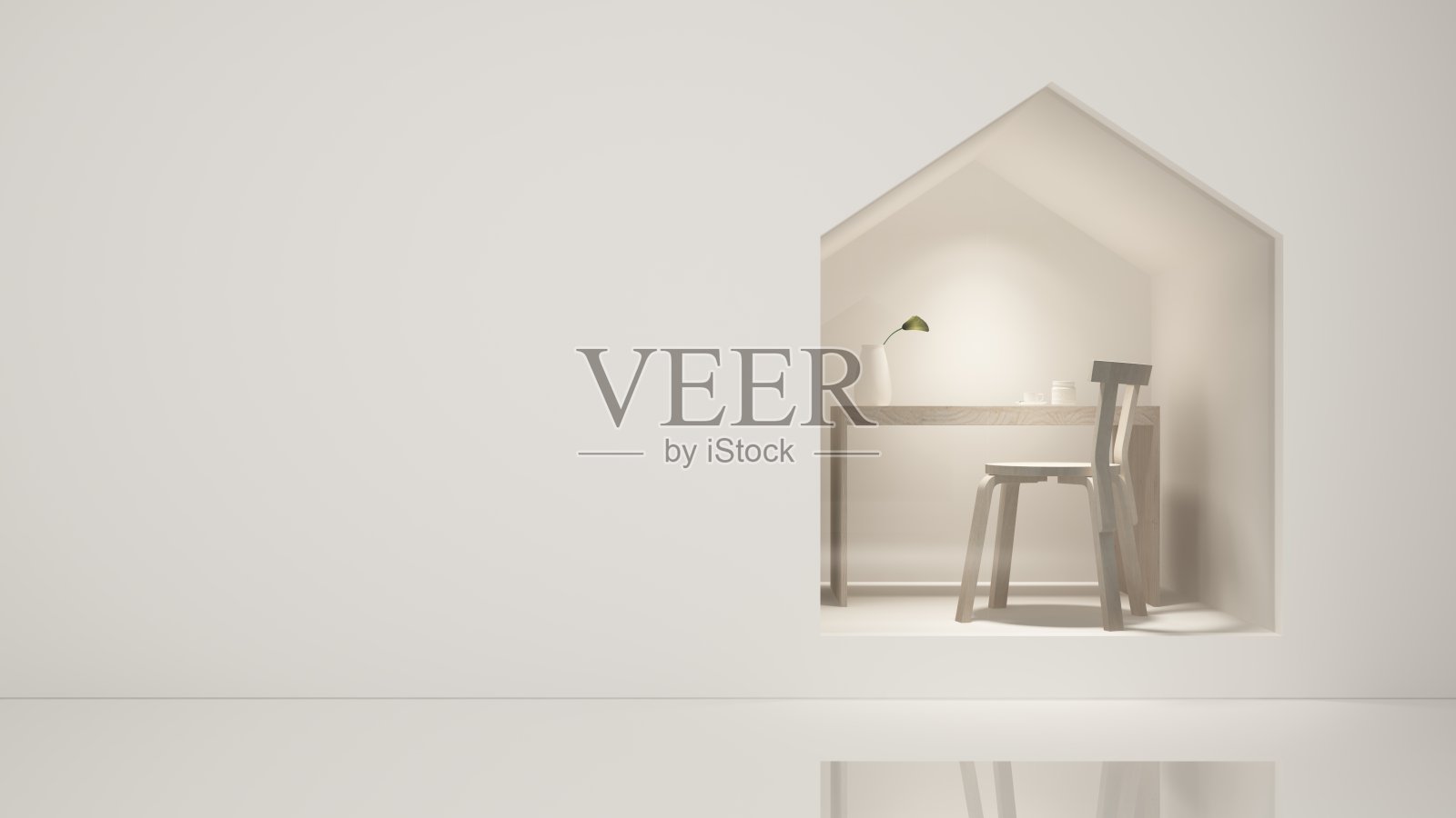 家具店3d渲染白色背景-三角形空间极简风格极简日式照片摄影图片