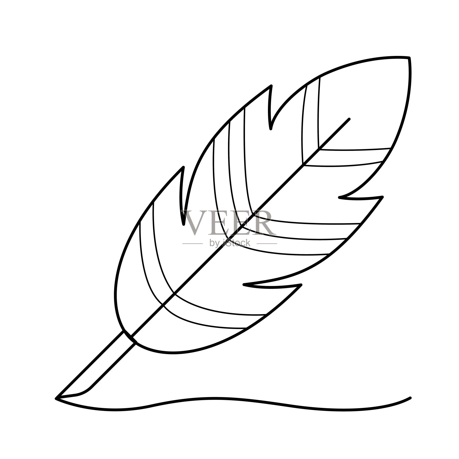书写羽毛向量线图标插画图片素材