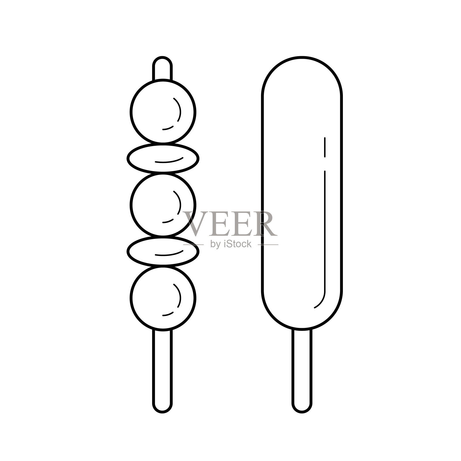 烤肉串和玉米狗矢量线图标设计元素图片