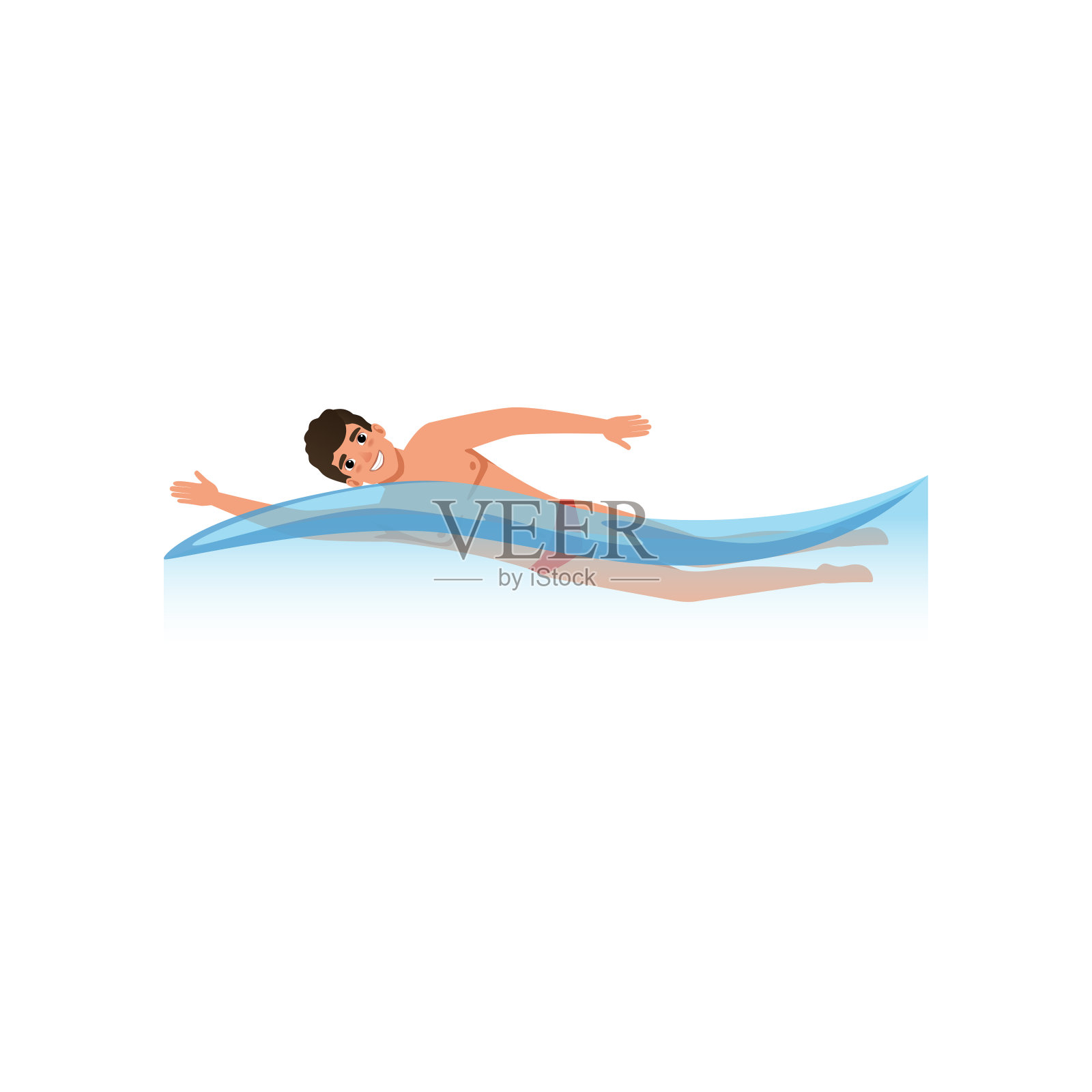 男运动员游泳，水上运动矢量插图上的白色背景插画图片素材