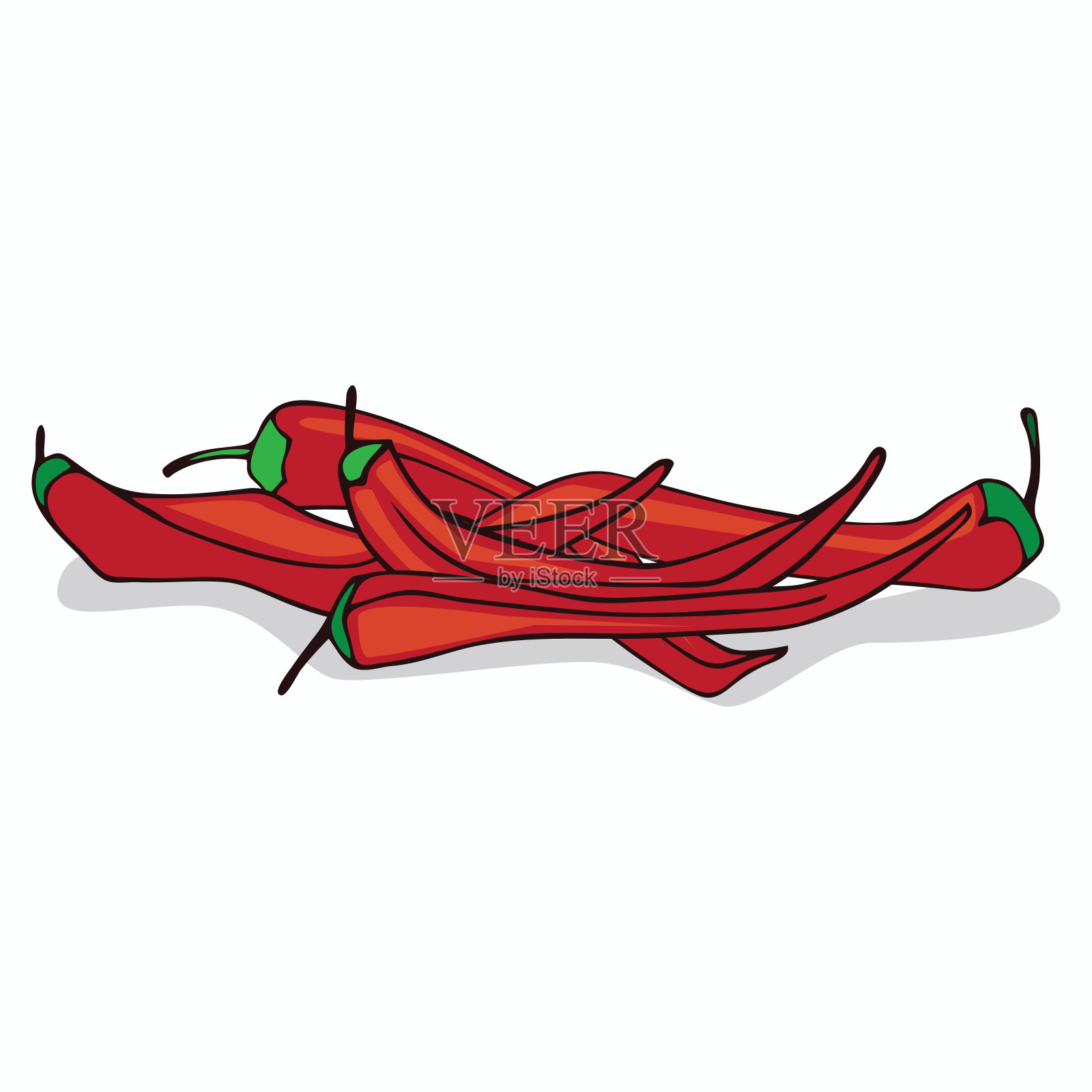 分离成熟的红辣椒插画图片素材