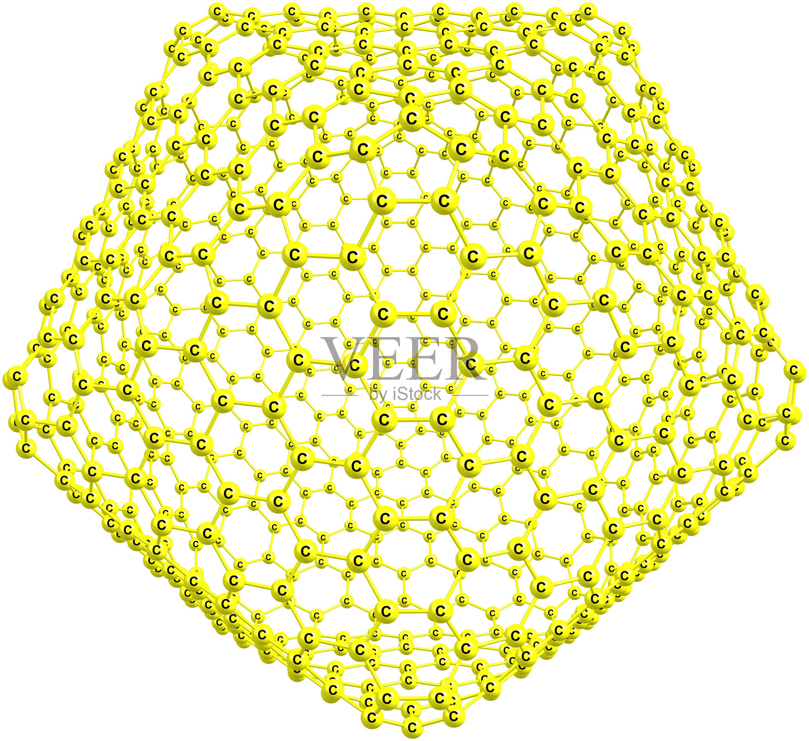 巨大的富勒烯类分子结构孤立在白色背景上照片摄影图片