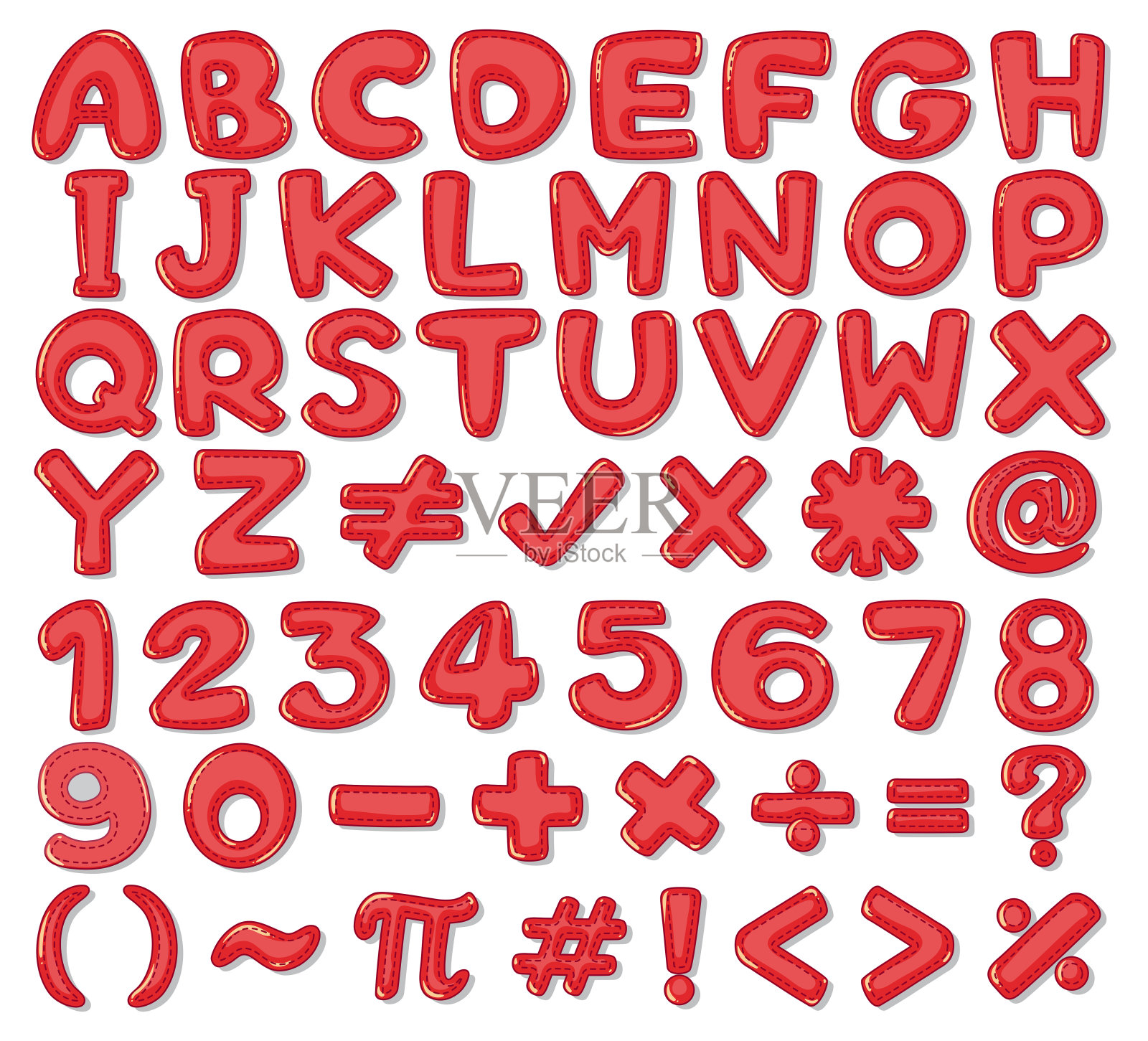 红色英语字母和数字设计元素图片