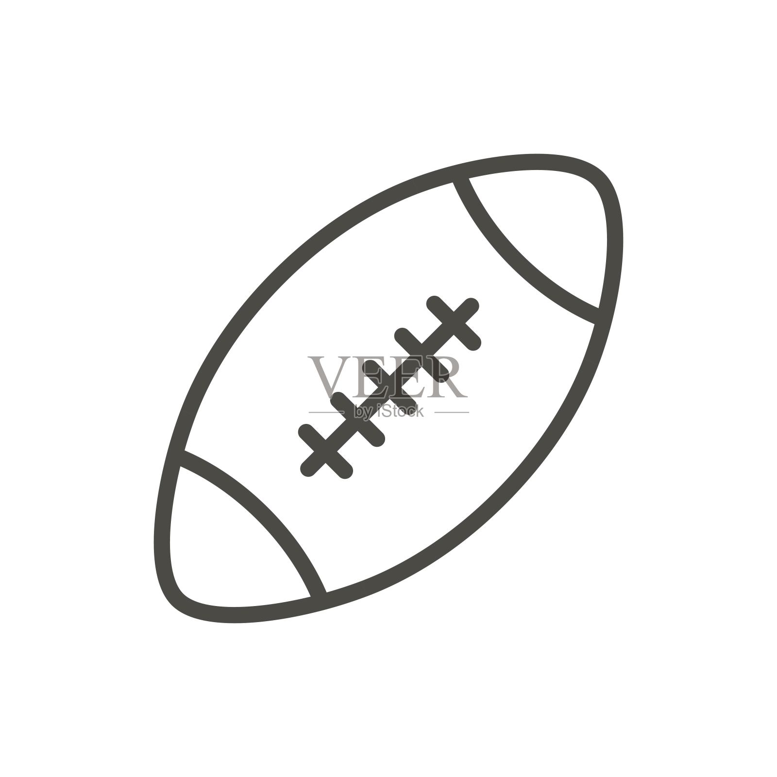 橄榄球图标矢量。美式足球的轮廓。直线运动的象征。插画图片素材
