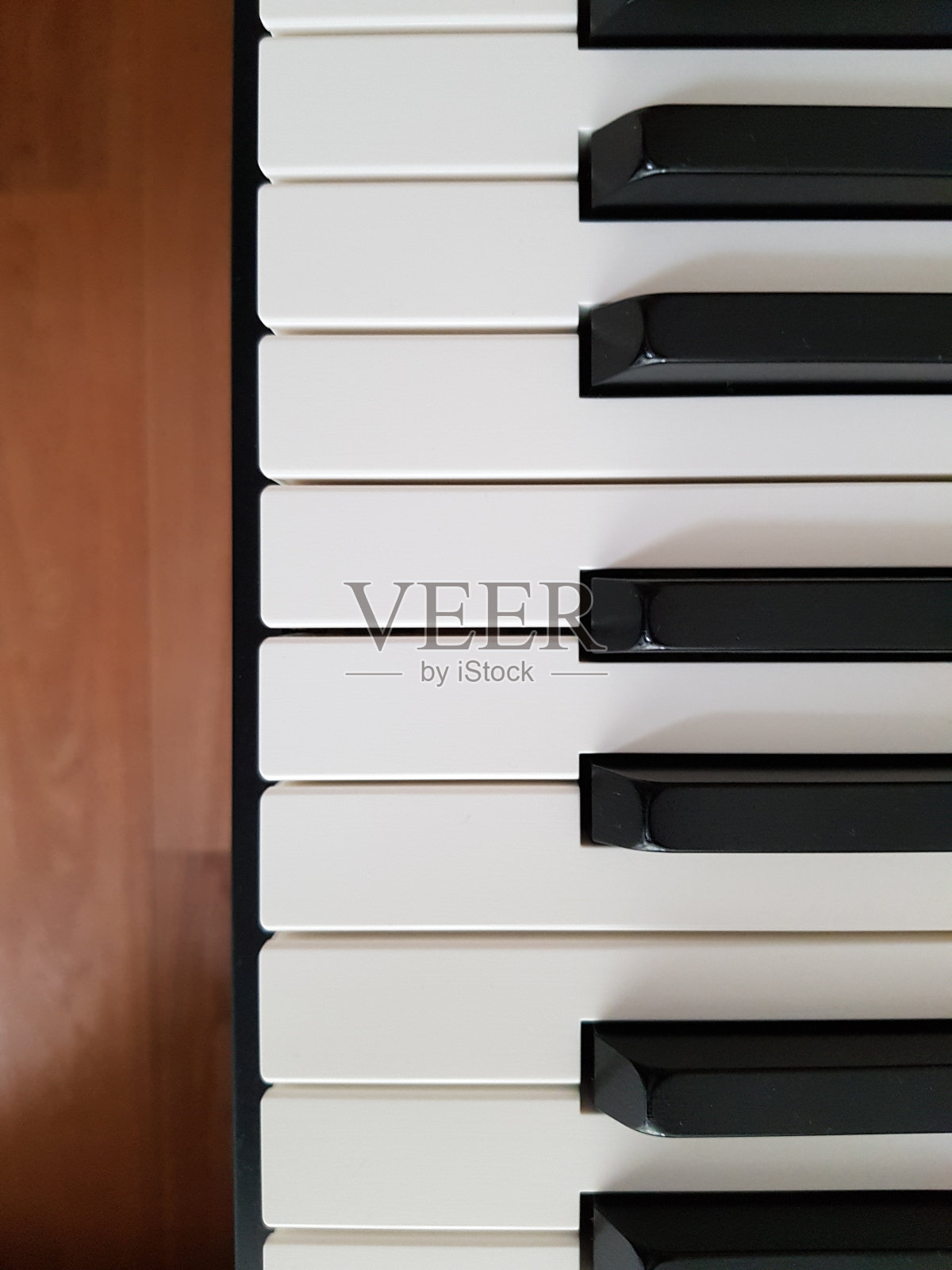 数字舞台钢琴。乐器键盘俯视图。照片摄影图片