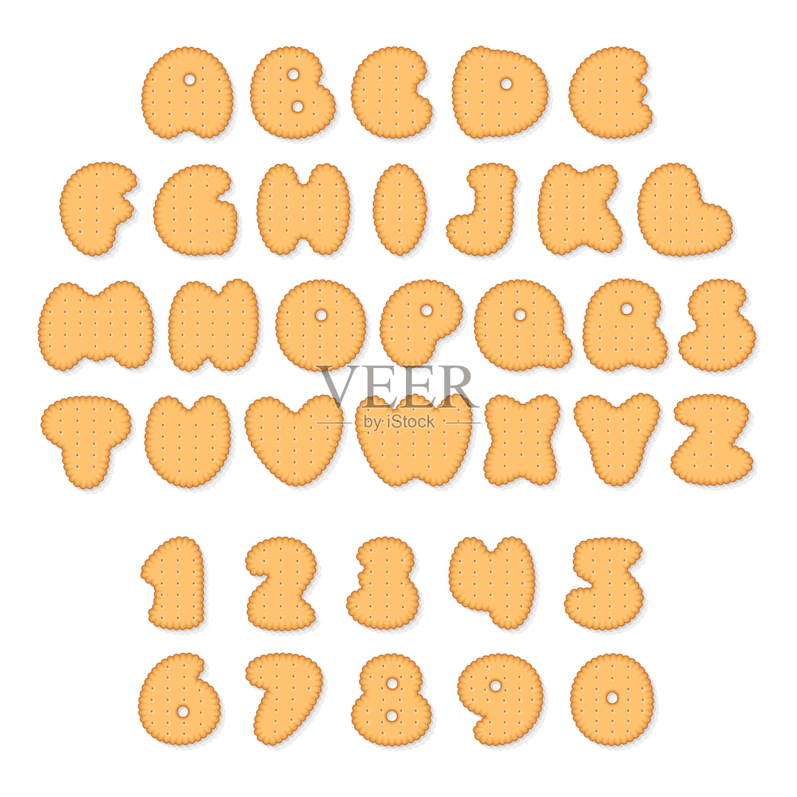 由字母和数字组成的饼干向量集插画图片素材