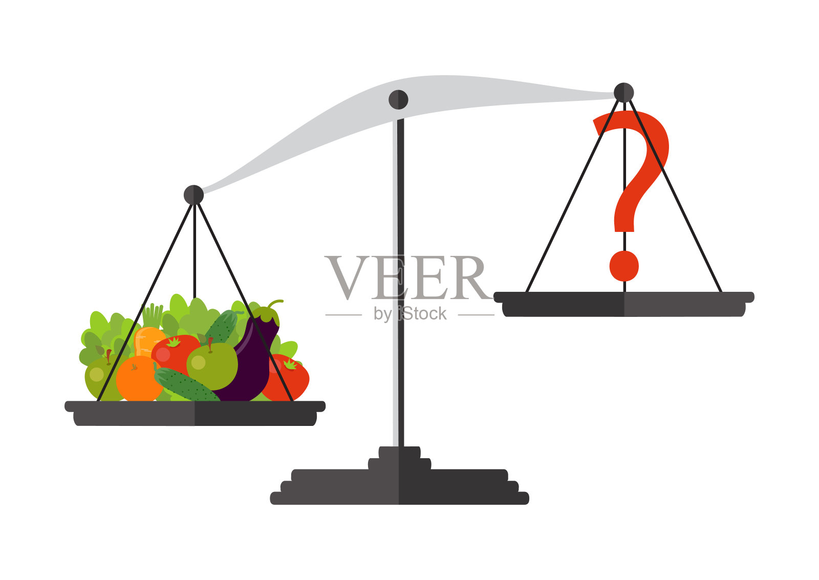 减肥的概念，健康的生活方式，饮食，适当的营养。蔬菜上的鳞片。向量设计元素图片