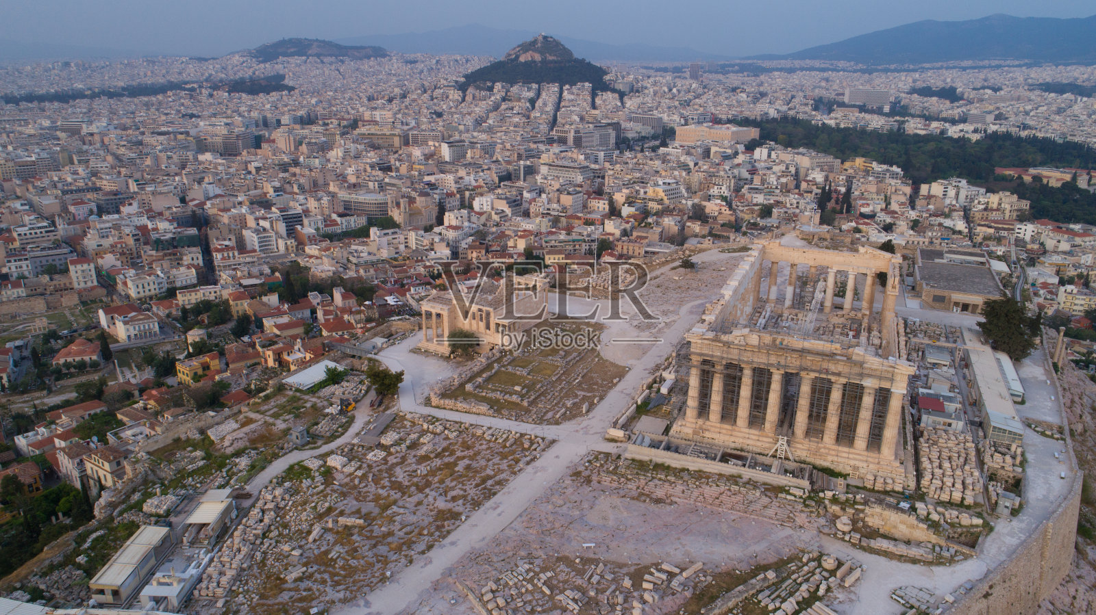 希腊雅典卫城鸟瞰图照片摄影图片