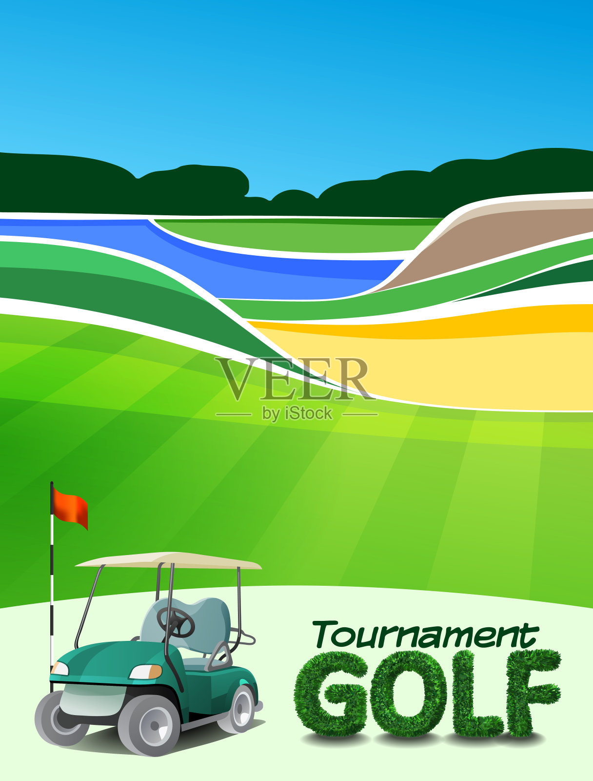 高尔夫球票或传单插画图片素材