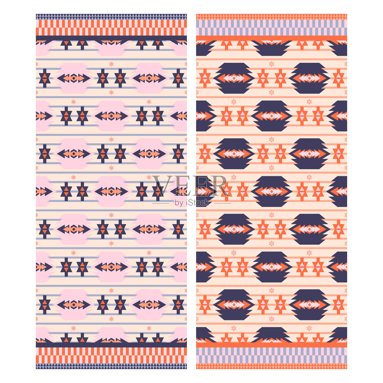 粉色阿兹特克海滩毛巾矢量打印设计模板素材
